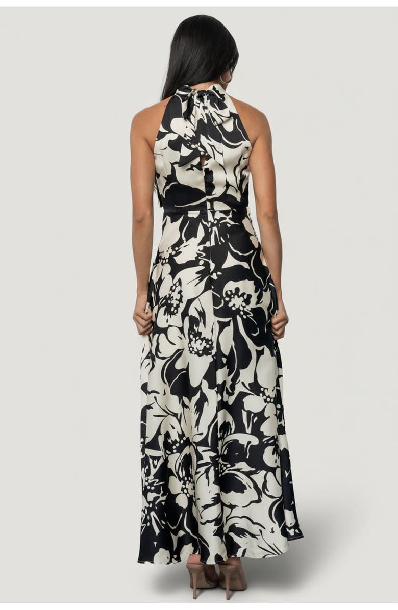 Baltic Børn Melodía Halter Maxi Dress, Alternate, color, Black And White Floral