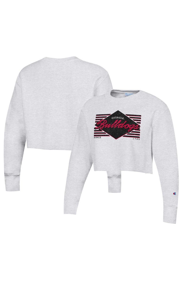 Champion Women's Champion Heather Gray Georgia Bulldogs Reverse Weave Cropped Pullover Sweatshirt, Main, color, Heather Gray