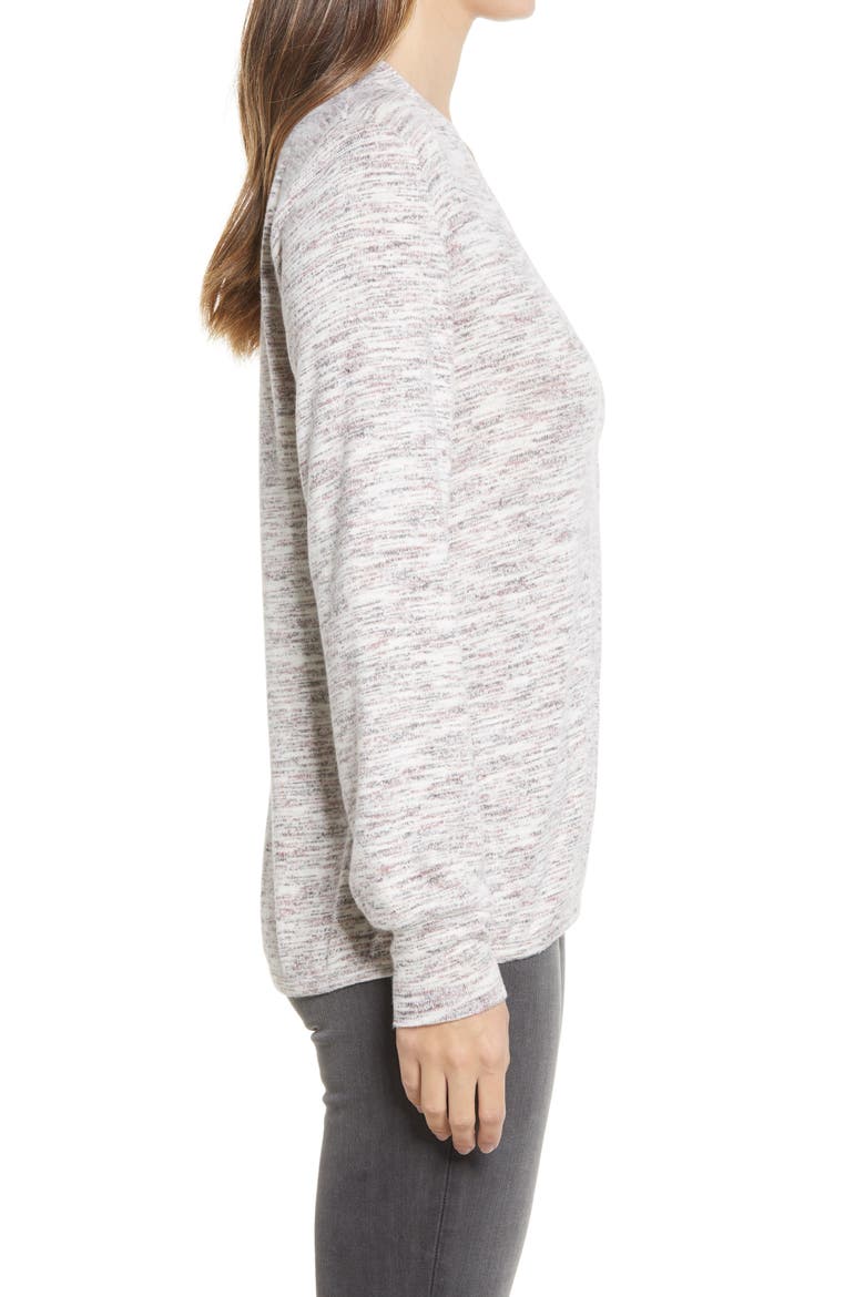 Cozy Space Dye Surplice Knit Top, Alternate, color, ROSE SPACEDYE