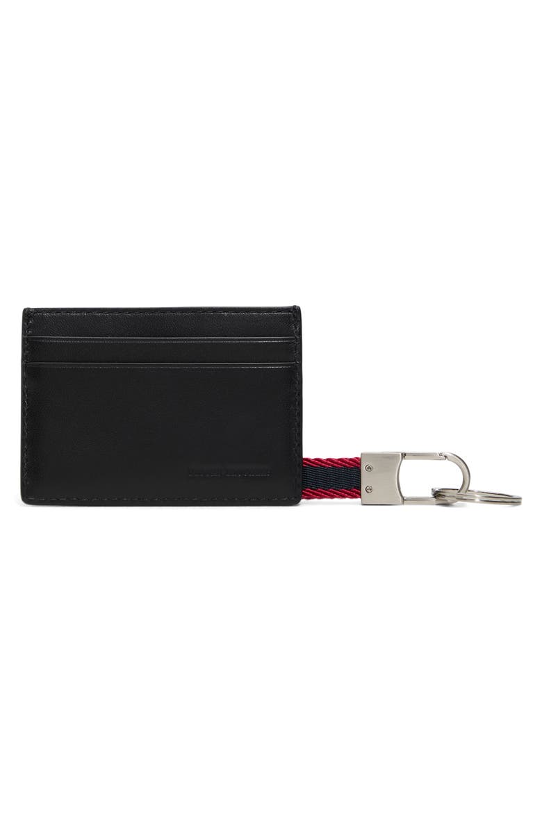 Leather Card Case & Key Chain Set, Alternate, color, BLACK