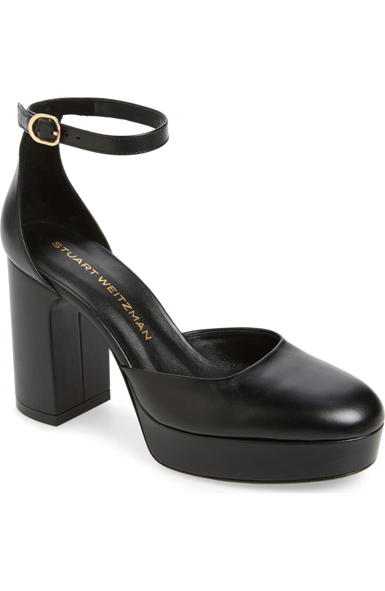 Stuart Weitzman Dayna Platform Pump, Main, color, Black Leather