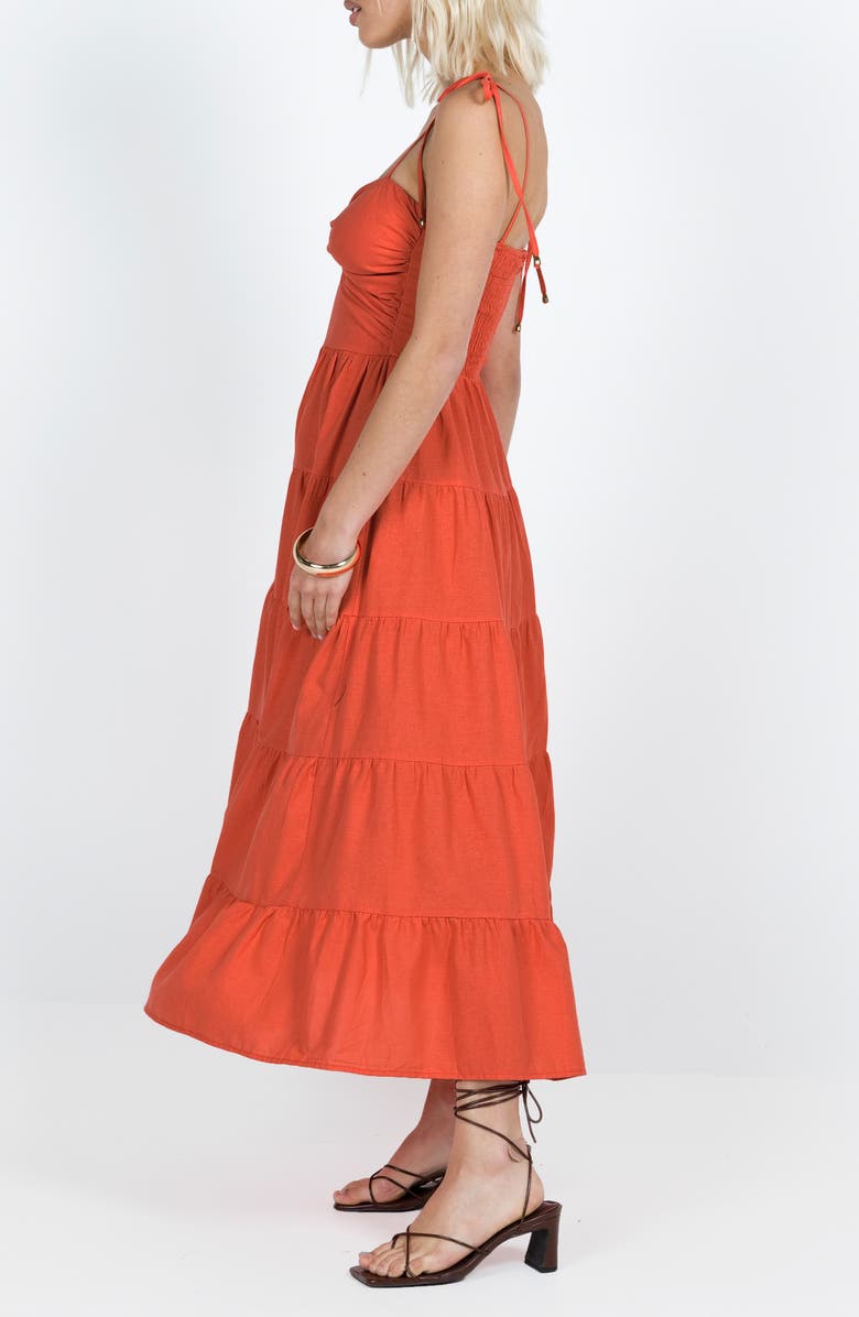 Princess Polly Chavez Tie Strap Tiered Maxi Dress, Alternate, color, Medium Red