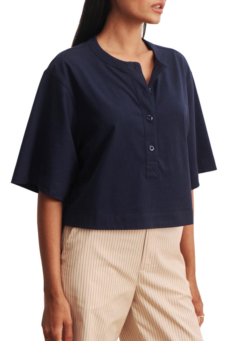 Freya Placket Top, Alternate, color, NAVY BLUE