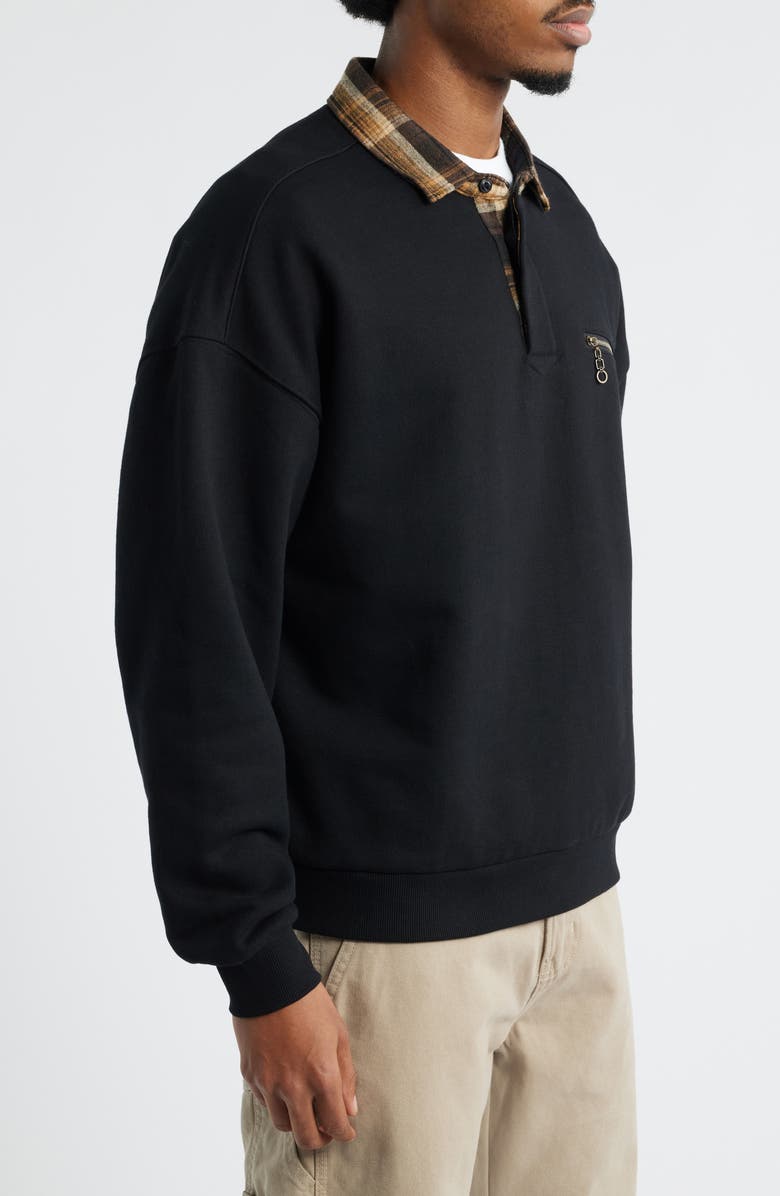 PLEASURES Town Polo Sweatshirt, Alternate, color, Black