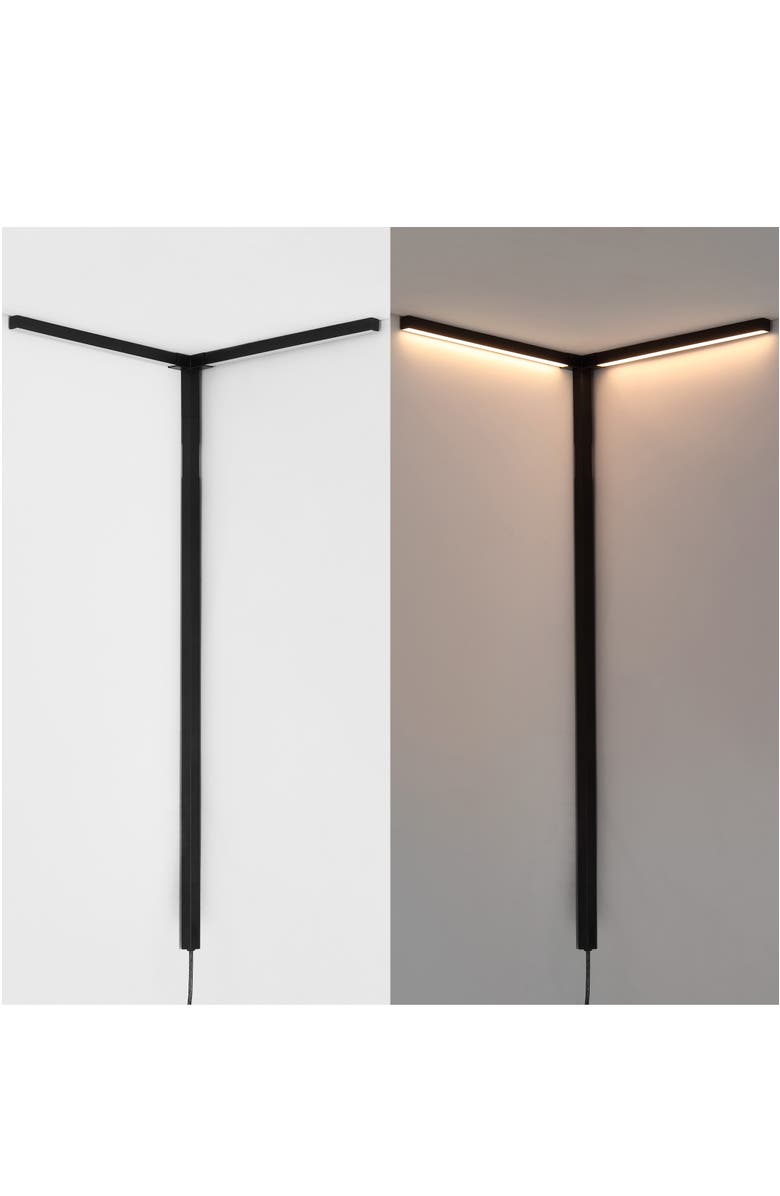 JONATHAN Y Madsen 18.25" 2-Light Modern Minimalist Iron Integrated Plug-In LED Sconce for Ceiling Corner with App/Remote Controllers, Black, Alternate, color, Black