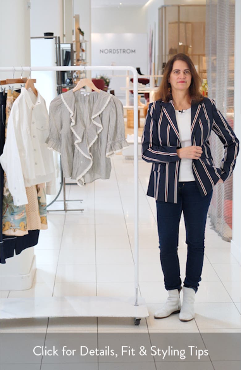 Ruffled Puff Sleeve Cotton Button-Up Shirt, sales video thumbnail