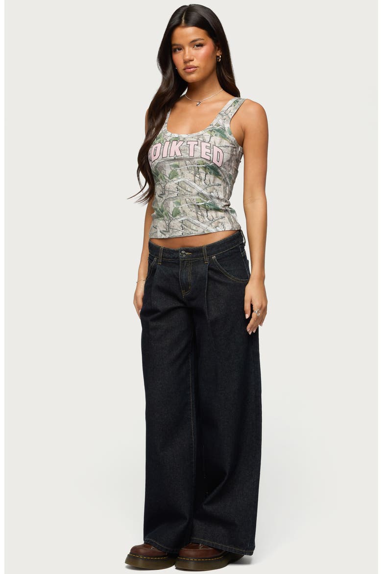 Pleated Low Rise Wide Leg Jeans, Alternate, color, DARK-BLUE-WASHED
