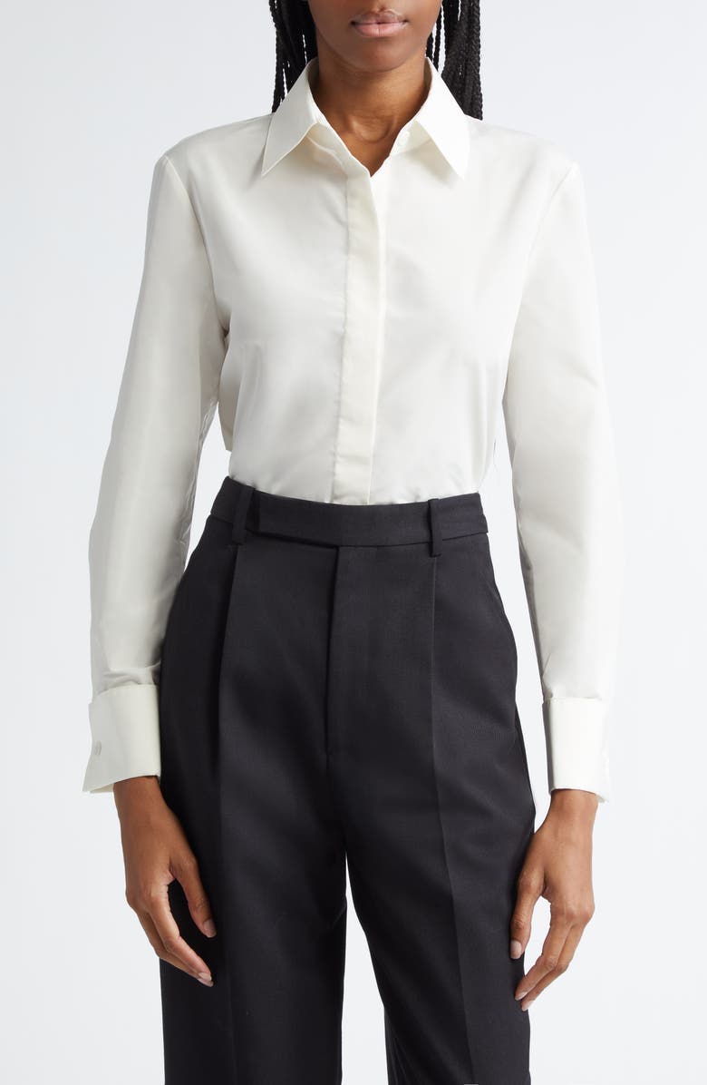 Lafayette 148 New York Slim Fit Taffeta Button-Up Shirt, Main, color, 