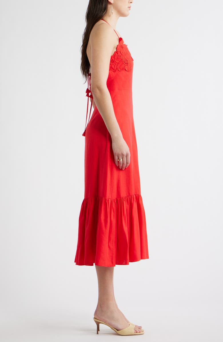 Chelsea28 Appliqué Tiered Halter Midi Dress, Alternate, color, Red