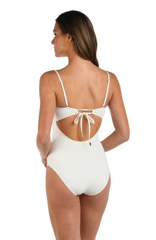 La Blanca Island Goddess Shirred Bandeau One Piece Swimsuit In White