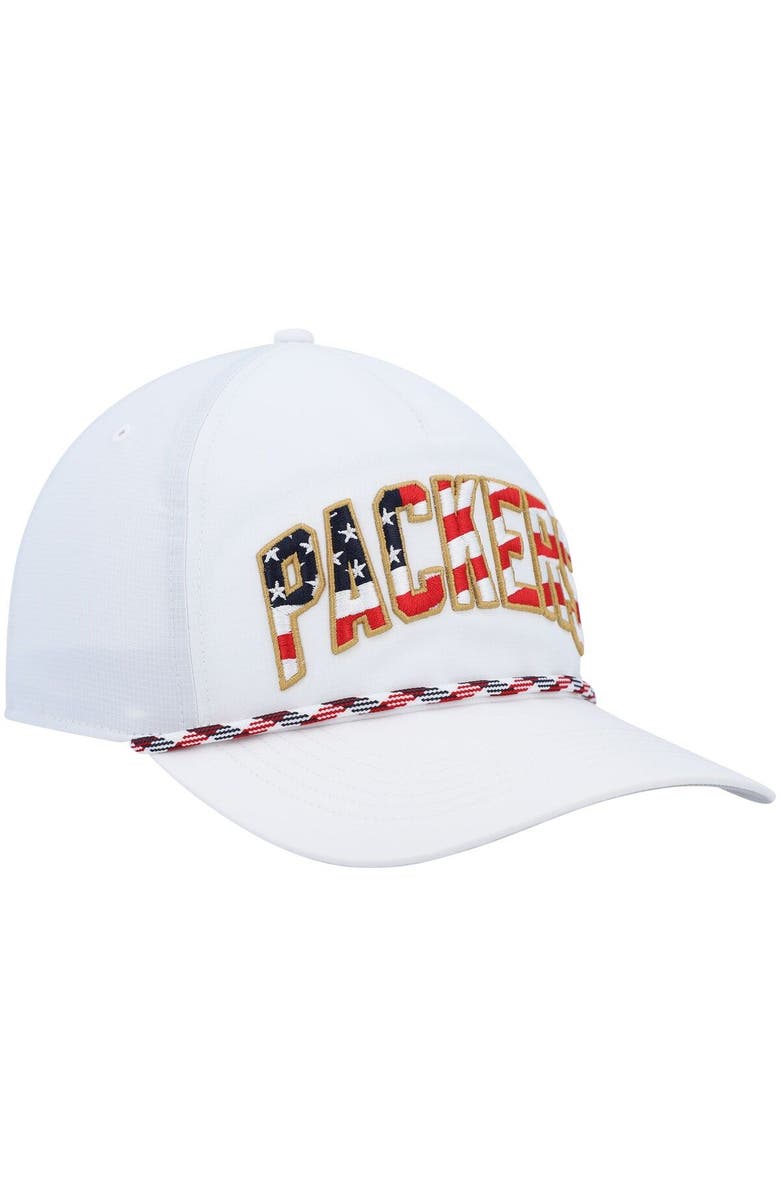 '47 Men's '47 White Green Bay Packers Hitch Stars and Stripes Trucker Adjustable Hat, Alternate, color,