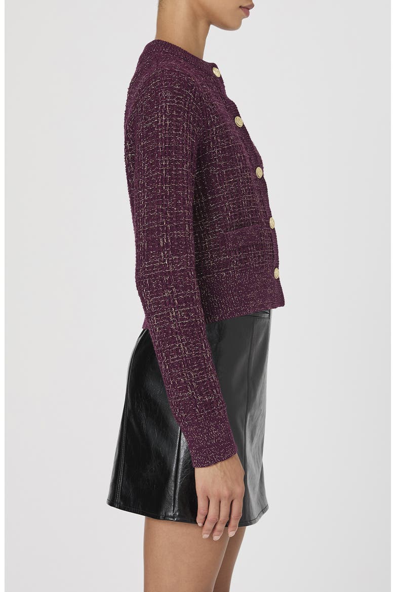Metallic Cotton Blend Cardigan, Alternate, color, BURGUNDY-GOLD
