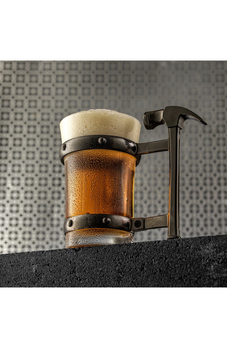 JoyJolt Single Hammer Handle Beer Mug, Alternate, color, Clear