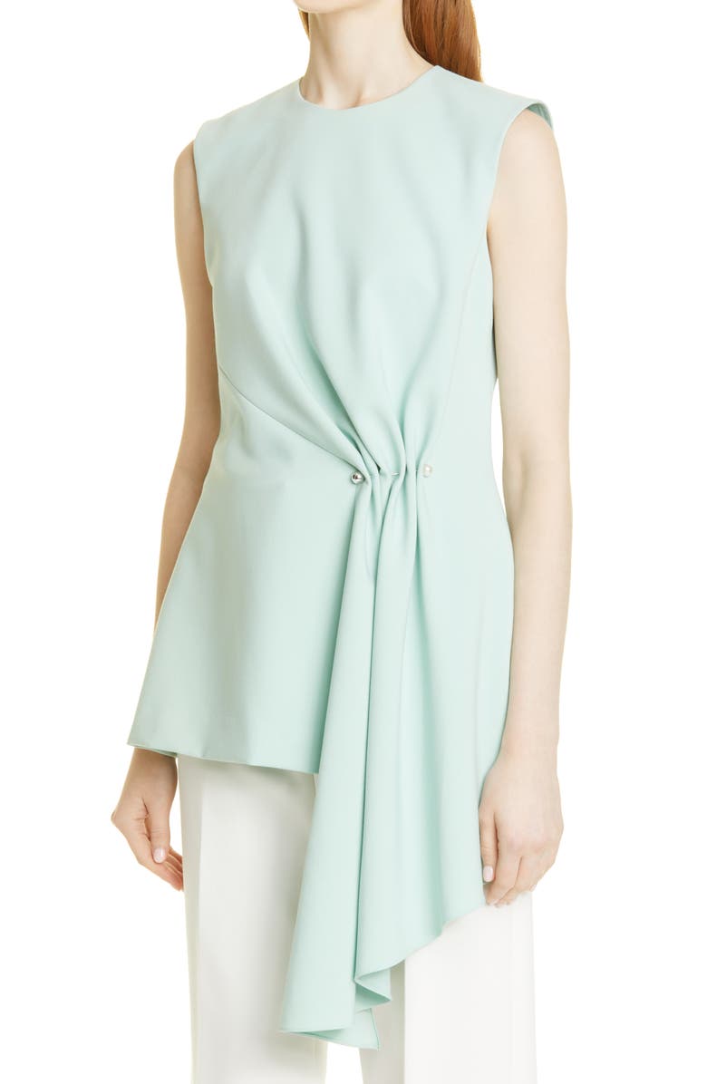 Lela Rose Imitation Pearl Detail Asymmetric Stretch Twill Top, Alternate, color, 
