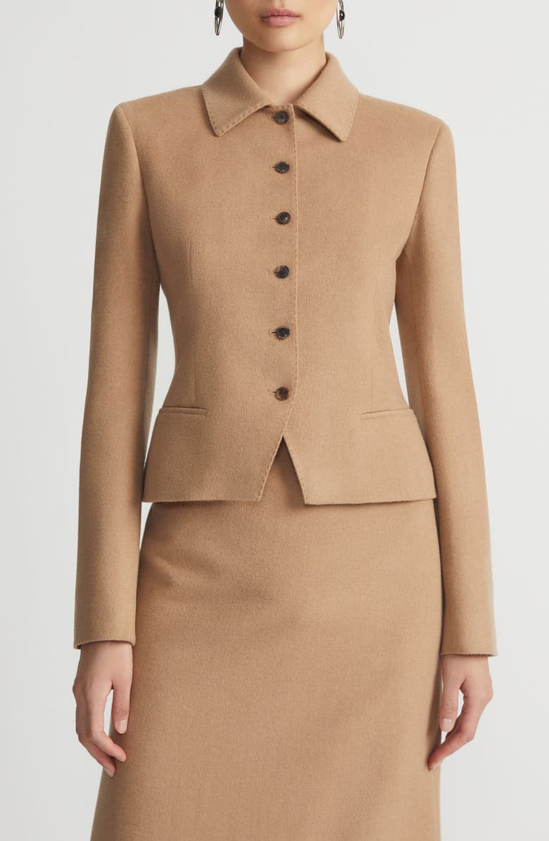 Lafayette 148 New York Tailored Camel Hair Crop Jacket, Main, color,