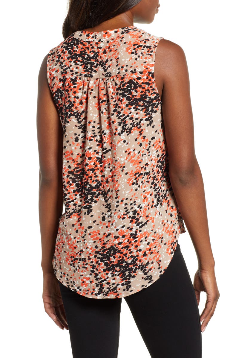 GIBSONLOOK Gibson Stretch Crepe Split Neck Sleeveless Blouse, Alternate, color,