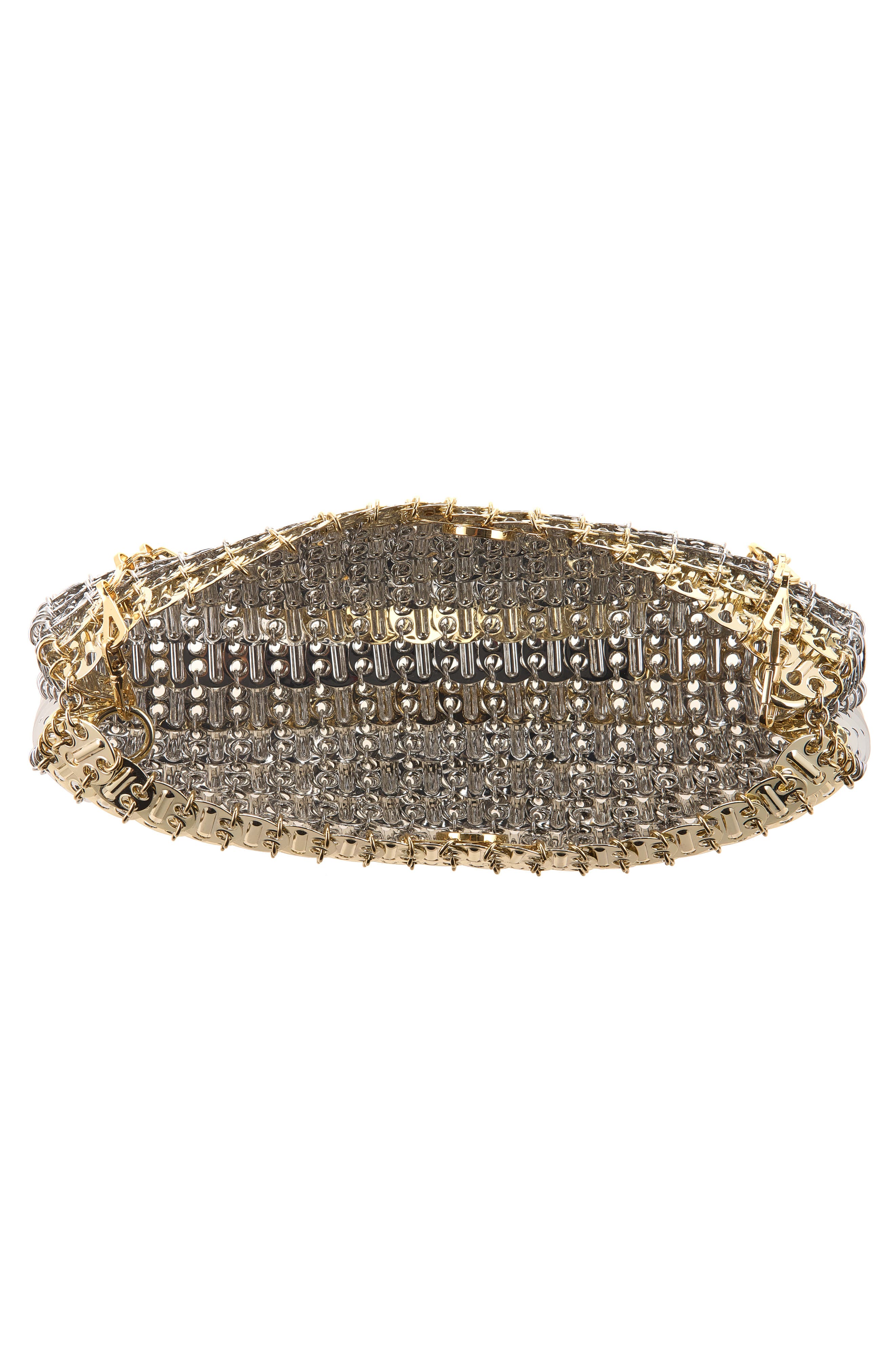 Skyline Chain Mail East/West Shoulder Bag, Alternate, color, SILVER/ LIGHT GOLD