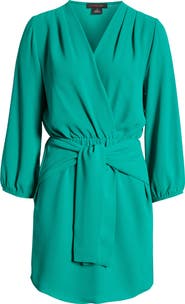 Fraiche by J Long Sleeve Tie Front Dress