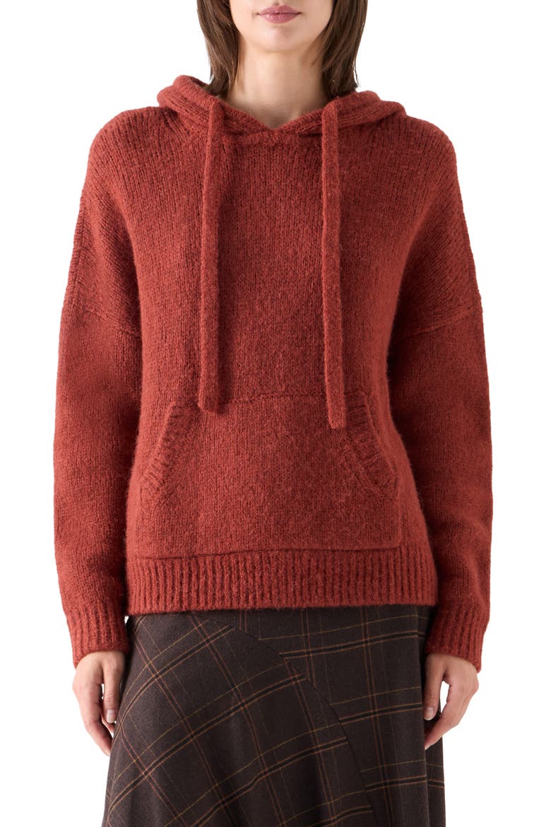 Fluffy Alpaca Blend Sweater Hoodie, Main, color, COPPER