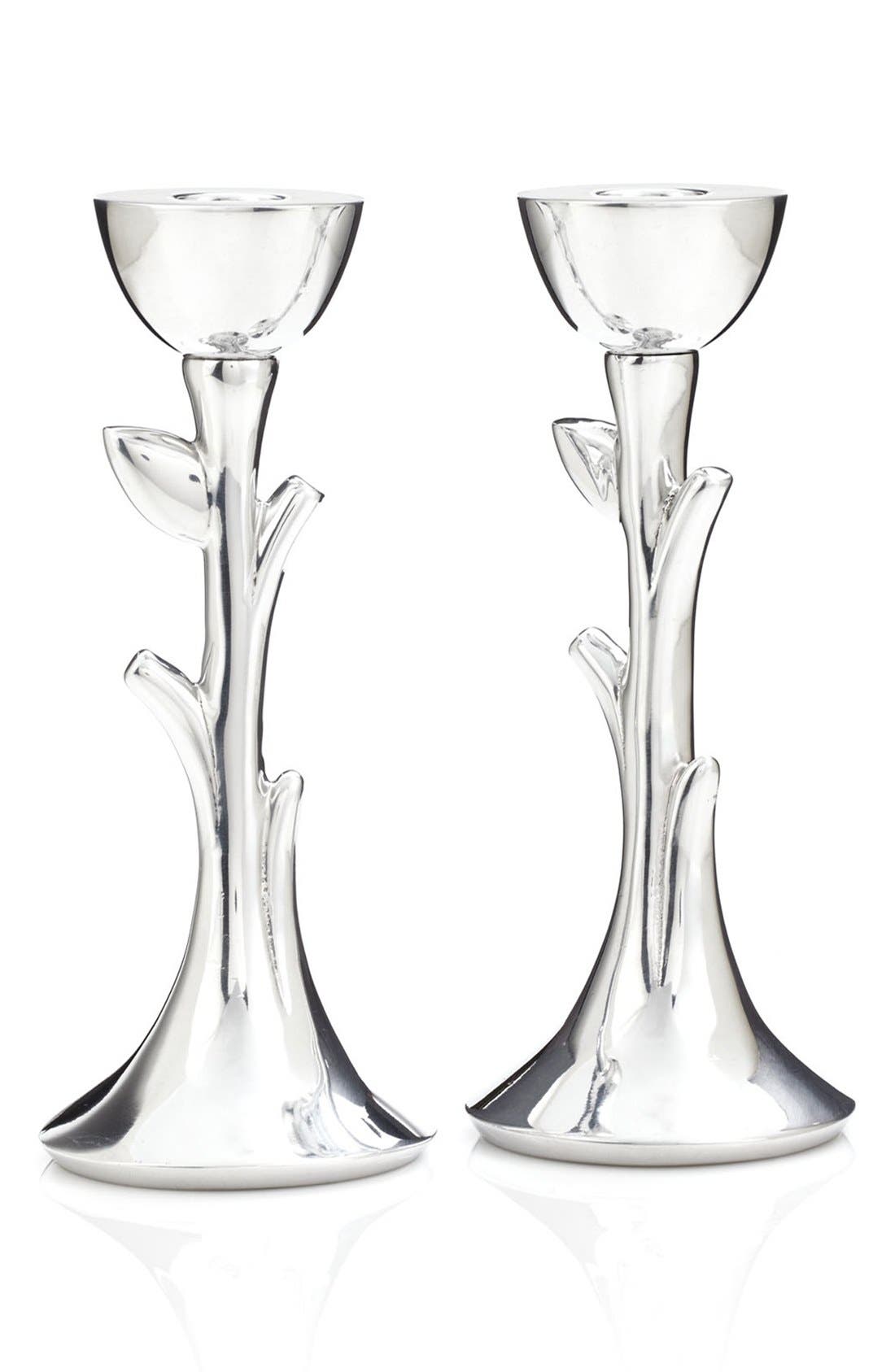 Nambé 'Tree of Life' Sabbath Candlesticks - Silver