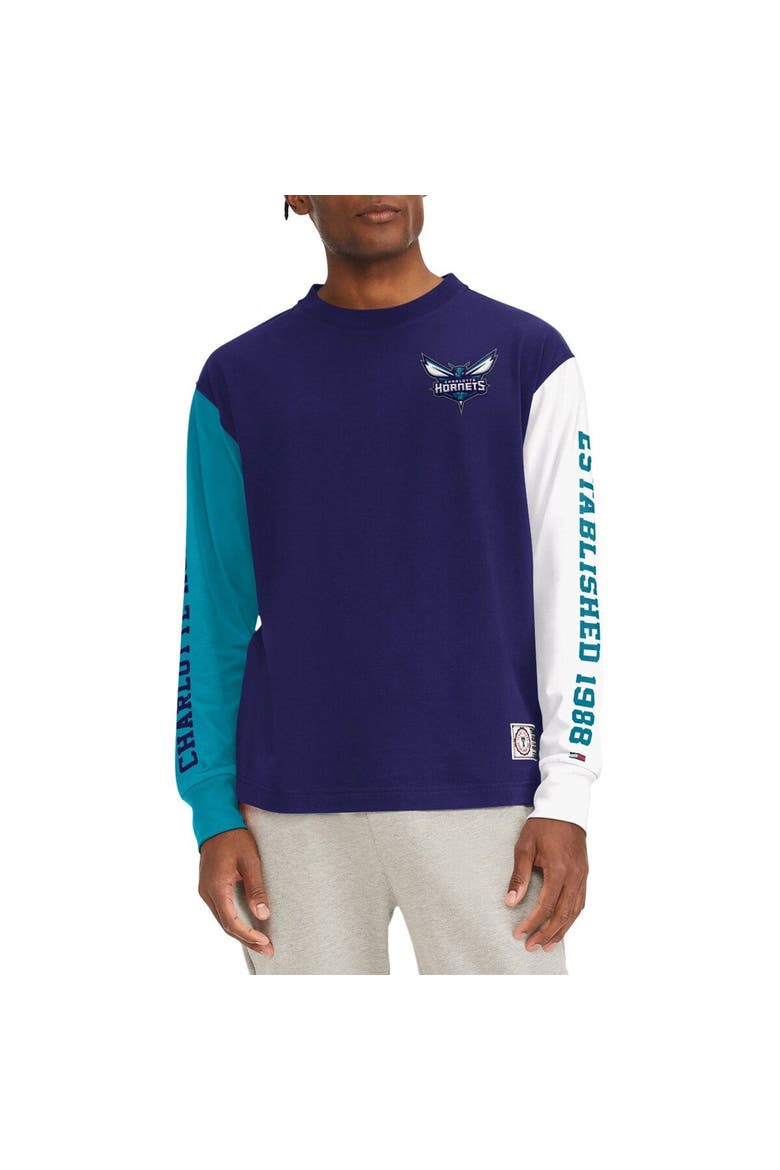 Men's Tommy Jeans Purple Charlotte Hornets Richie Color Block Long Sleeve T-Shirt, Main, color, Purple