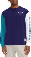 TOMMY JEANS Men's Tommy Jeans Purple Charlotte Hornets Richie Color Block Long Sleeve T-Shirt