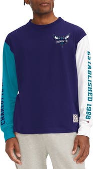 TOMMY JEANS Men's Tommy Jeans Purple Charlotte Hornets Richie Color Block Long Sleeve T-Shirt