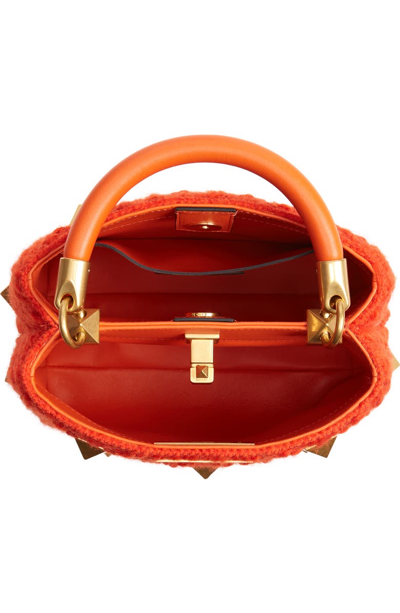 Valentino Garavani Medium Roman Stud Crochet Wool Top Handle Bag, Alternate, color,
