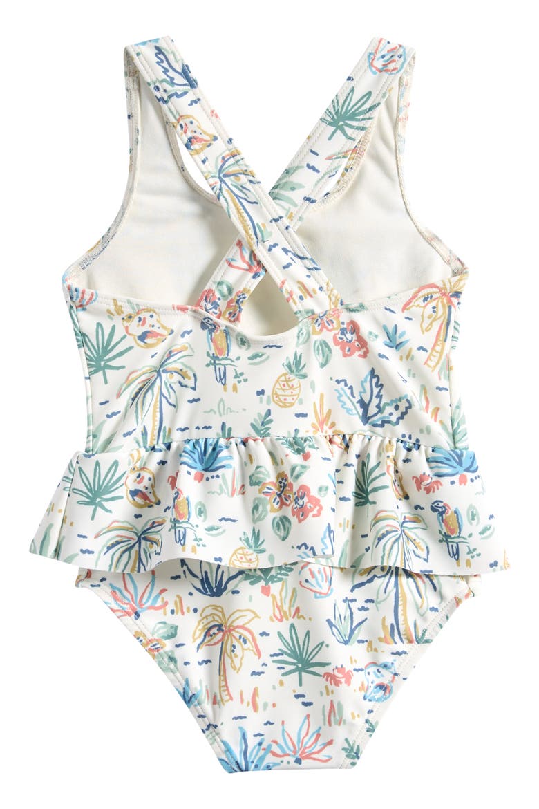 Ruffle One-Piece Swimsuit, Alternate, color, TROPICAL