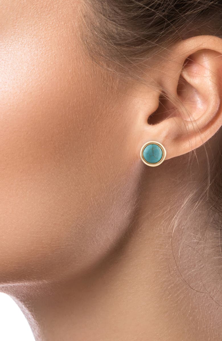 JARDIN Turquoise Stud Earrings, Alternate, color, Turquoise/ Gold