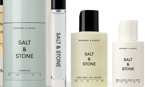 Salt & Stone Bergamot & Hinoki Body Care Essentials $54 Value In Transparent