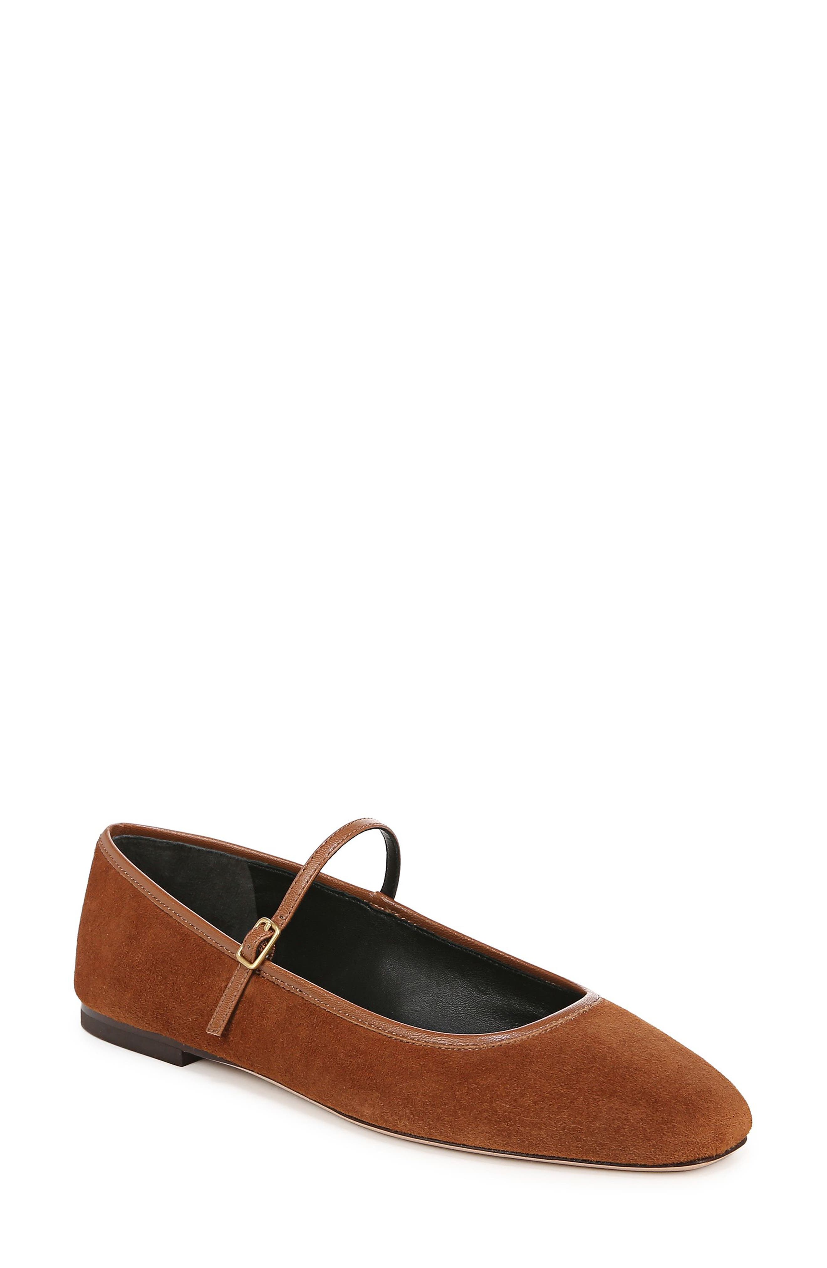 Veronica Beard Ellie Mary Jane Flat, Main, color, Caramel