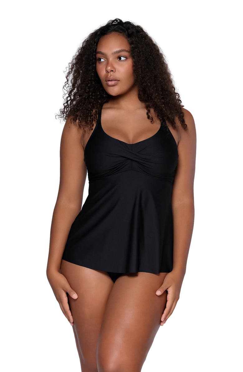 Sunsets Escape Tori Tankini Swimsuit Top, Main, color, Black