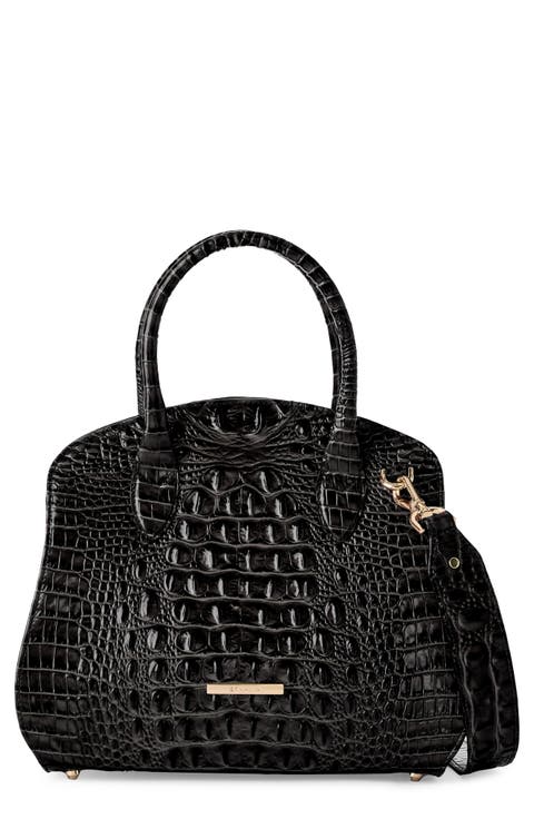 Rosetta Croc Embossed Leather Satchel