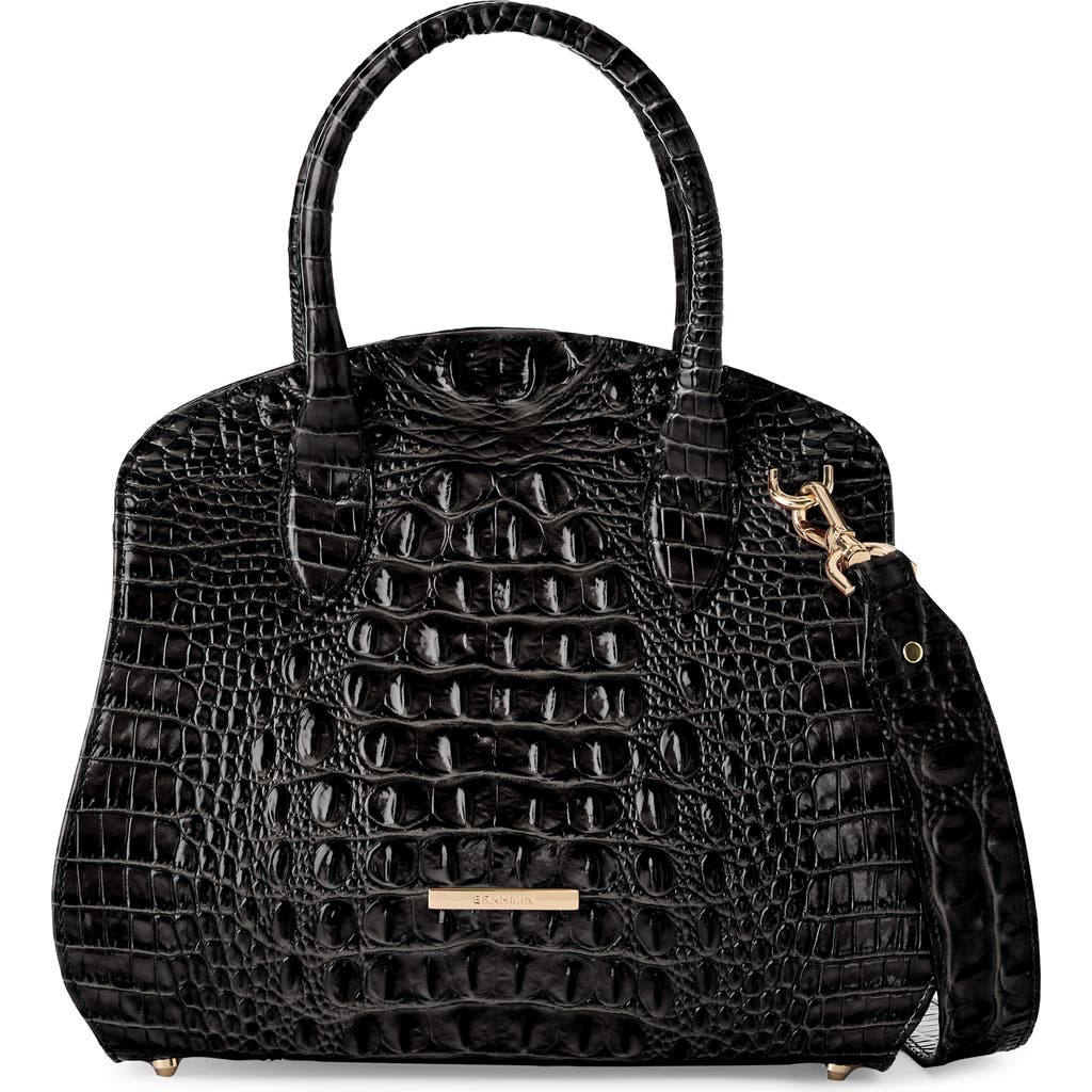 Brahmin Rosetta Melbourne Medium Leather Satchel Bag In Black