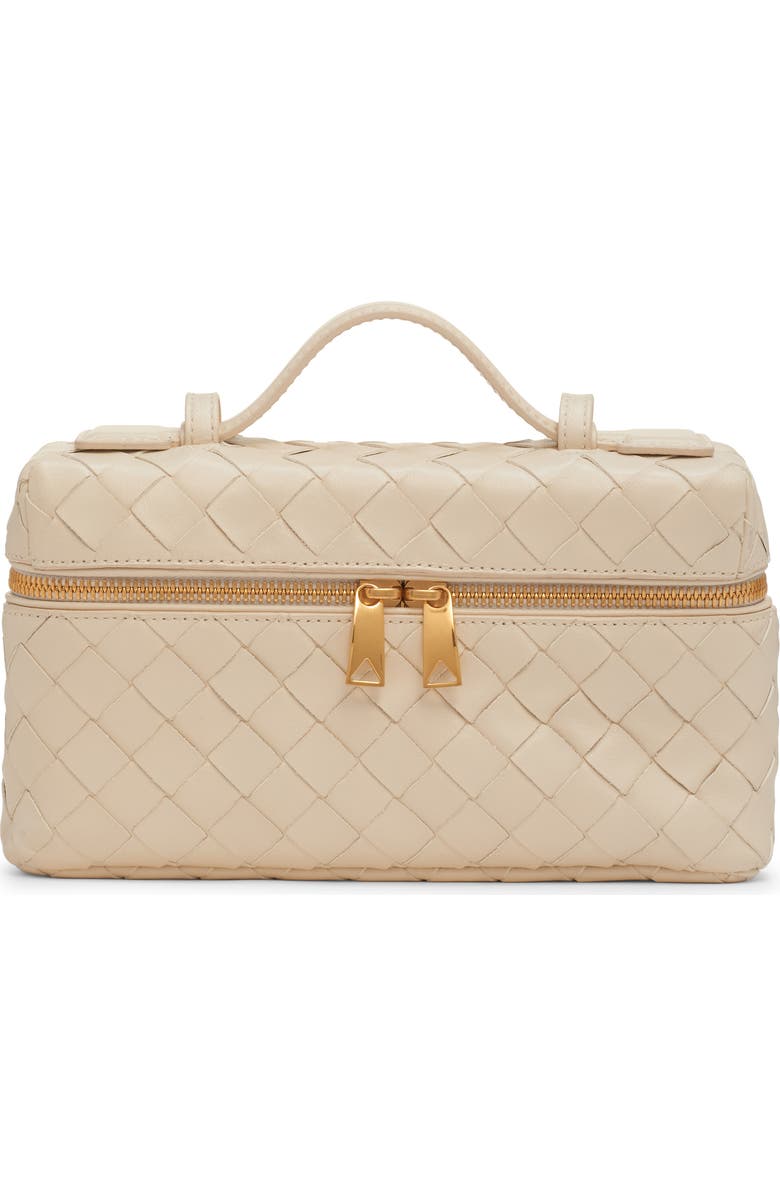 Bottega Veneta Bang Bang Intrecciato Suede Vanity Case, Main, color, Ecru-Gold