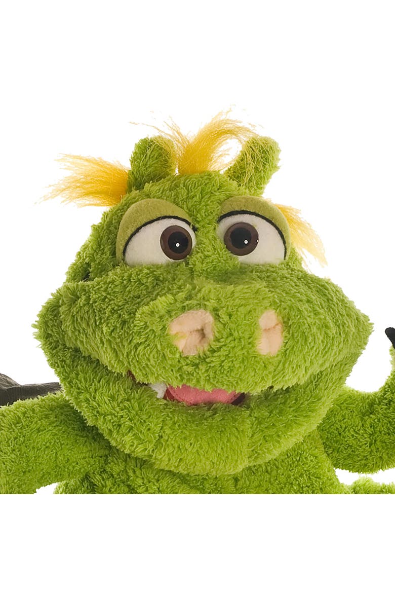 Toots The Green Dragon 14 Inch Plush Hand Puppet, Handmade, Moving, Alternate, color, Green
