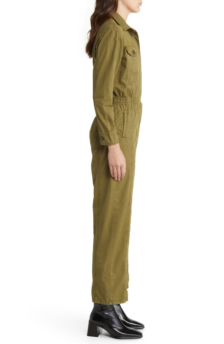 FRAME Cinched Waist Cotton Twill Jumpsuit, Alternate, color, 