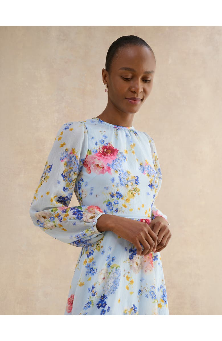 HOBBS LONDON Constance Floral Midi Dress, Alternate, color, Palebluemulti