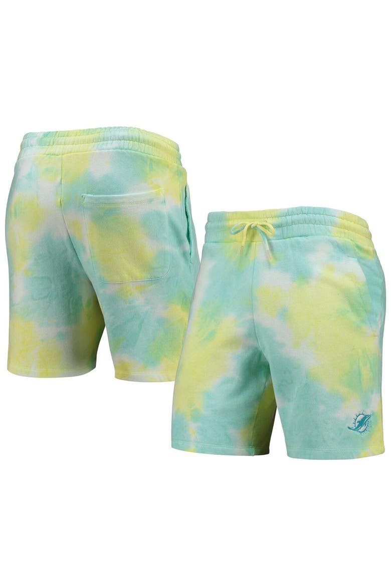 Men's New Era White Miami Dolphins Tie-Dye Shorts, Main, color, White