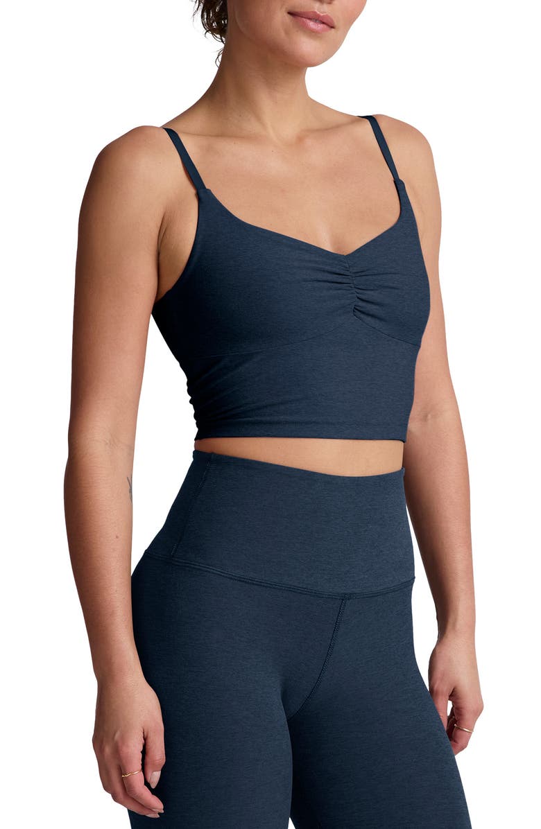 Beyond Yoga Shirred Crop Camisole, Alternate, color, Nocturnal Navy
