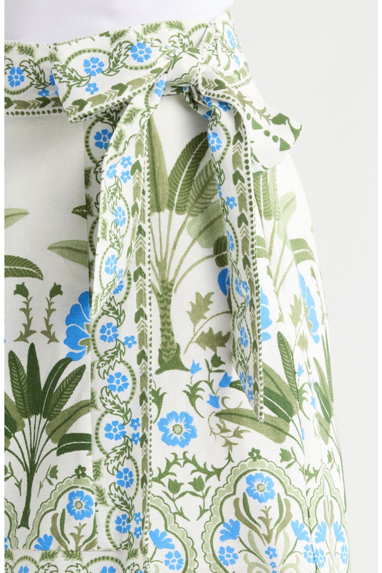 Senara Floral Print Wrap Skort, Alternate, color, WHITE GREEN MULTI
