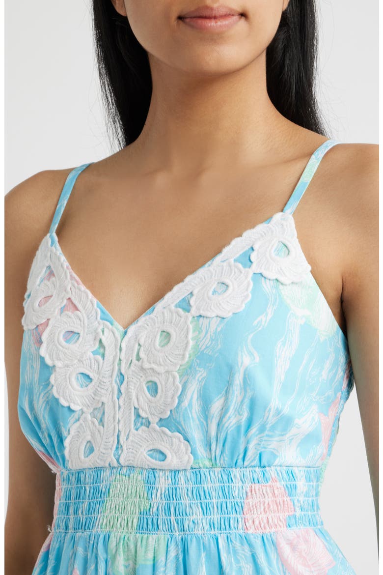 Zanna Shell Print Midi Sundress, Alternate, color, CAPRI BLUE SHELDEN