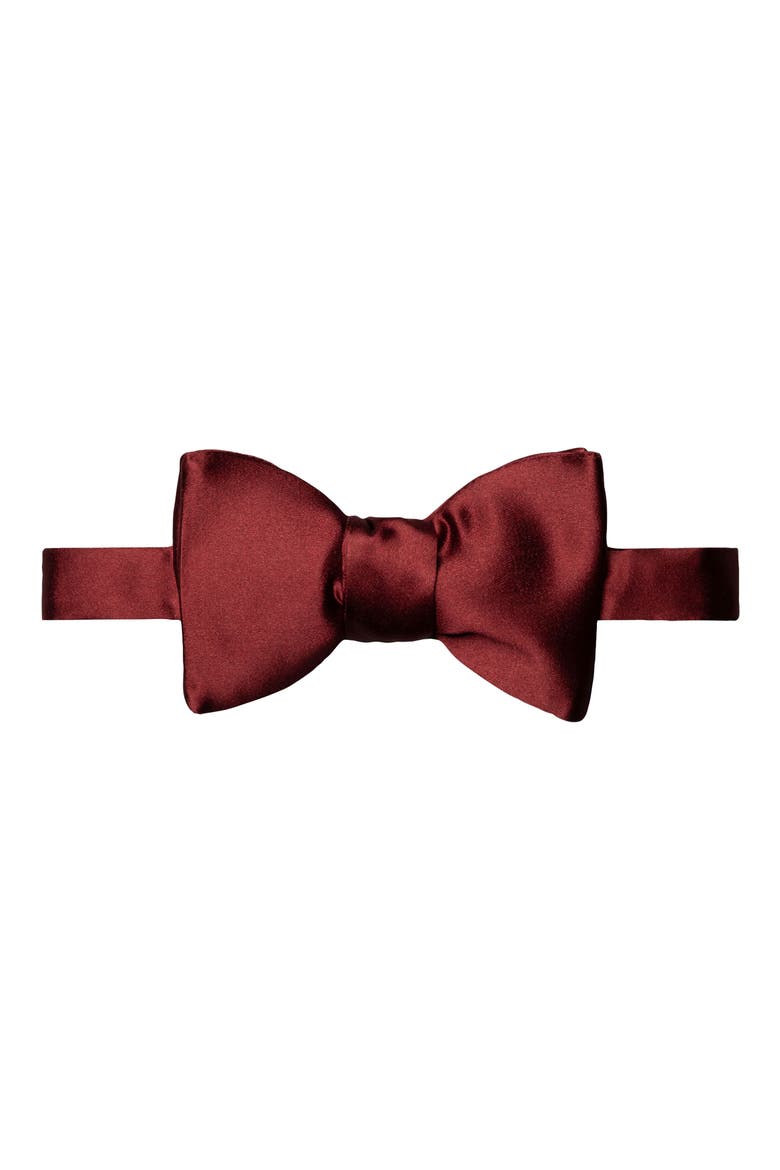 Silk Satin Bow Tie, Main, color, MEDIUM RED