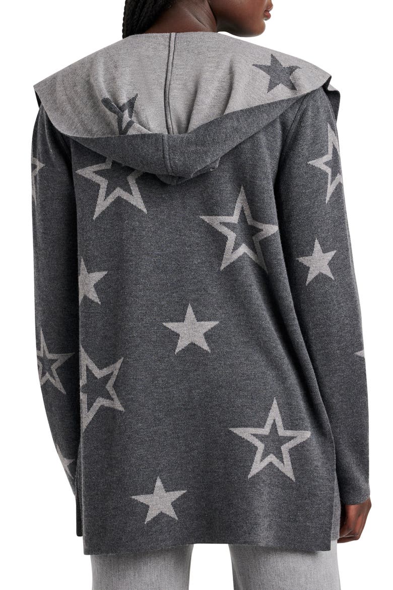 Sydney Star Print Reversible Open Front Hooded Cardigan, Alternate, color, HEATHER SHADOW STARS