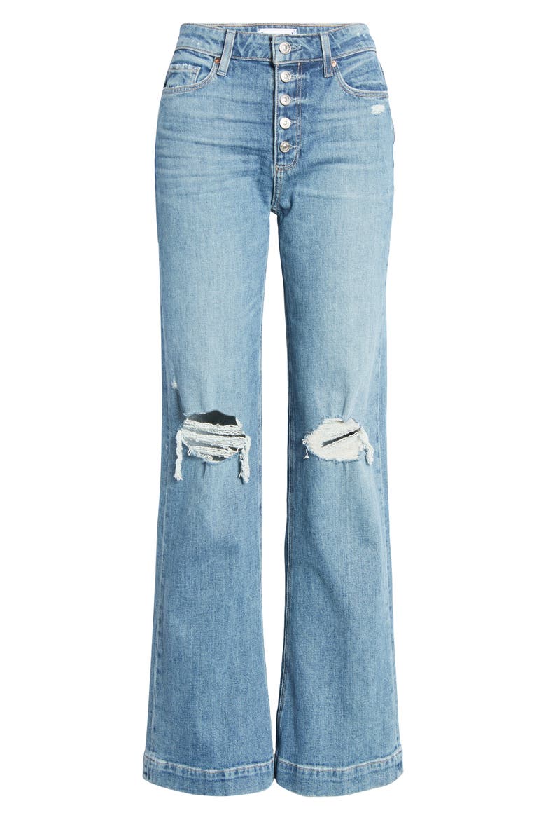 Leenah High Waist Exposed Button Fly Flare Leg Jeans, Alternate, color, MAGDA DESTRUCTED