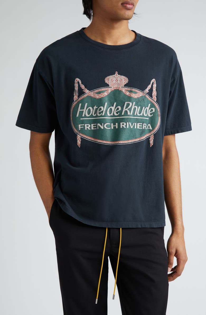 Rhude Hotel de Rhude French Riviera Graphic T-Shirt, Main, color, 