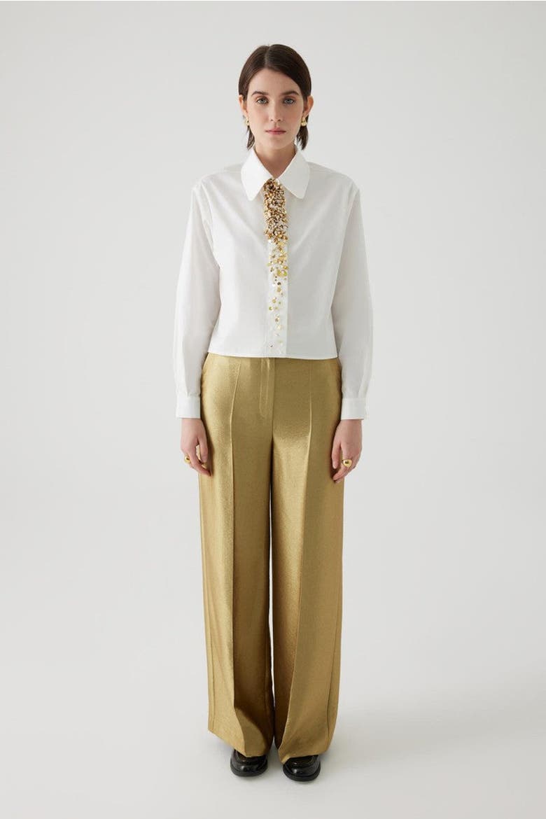 Audrey Embroidered Cotton Shirt, Alternate, color, ECRU
