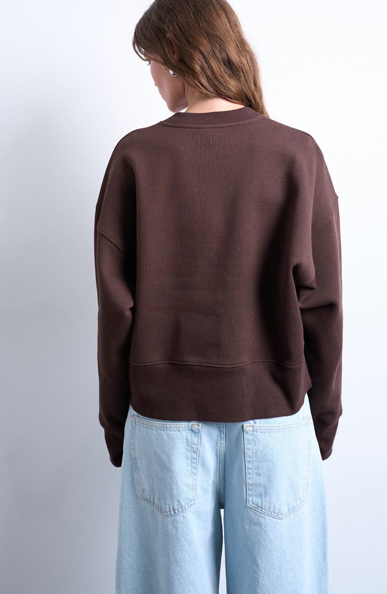 Topshop Premium Heavyweight Cotton Blend Sweatshirt, Alternate, color, Brown
