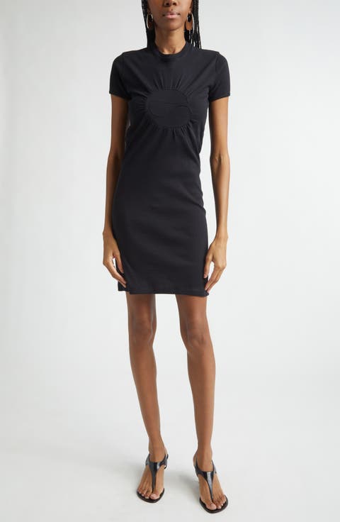 C-Logo Gathered Organic Cotton Minidress